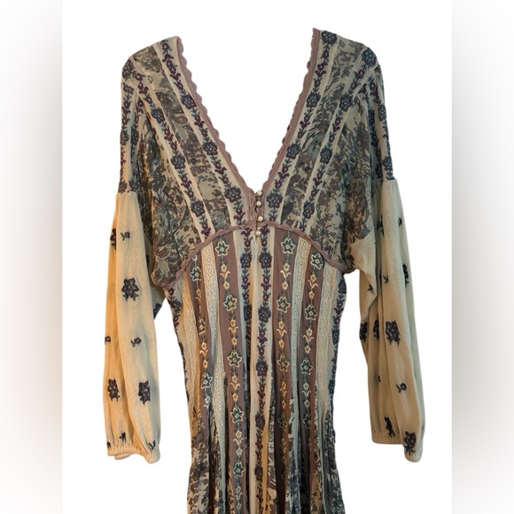 Anthropologie let me be floral embroidered lace dress S flowy bohemian $248 - Picture 11 of 13